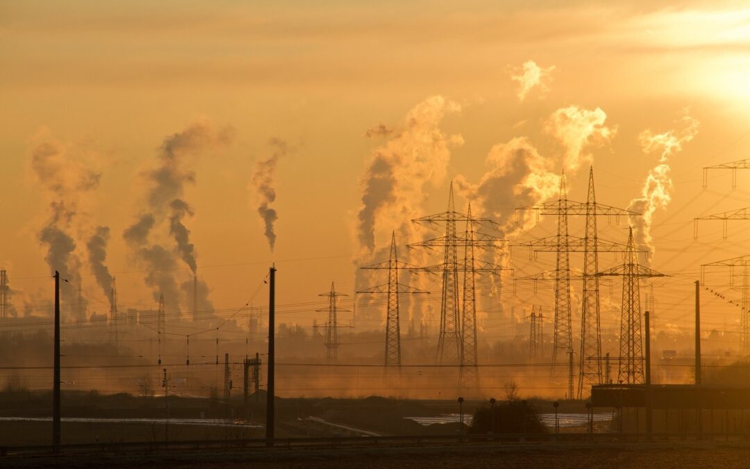 Pollution coming from smoke stacks